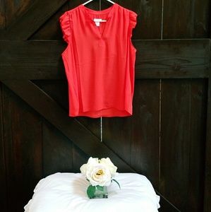 Beautiful Peachy Red Ruffle Tank